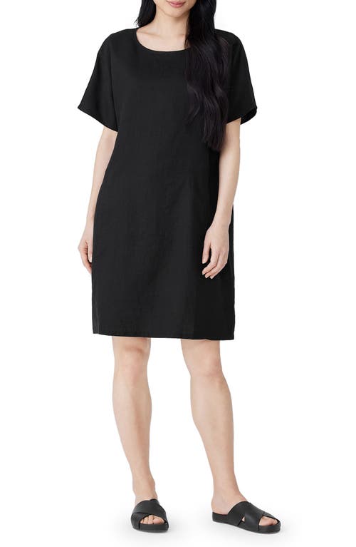 Eileen Fisher Organic Linen T-Shirt Dress in Black