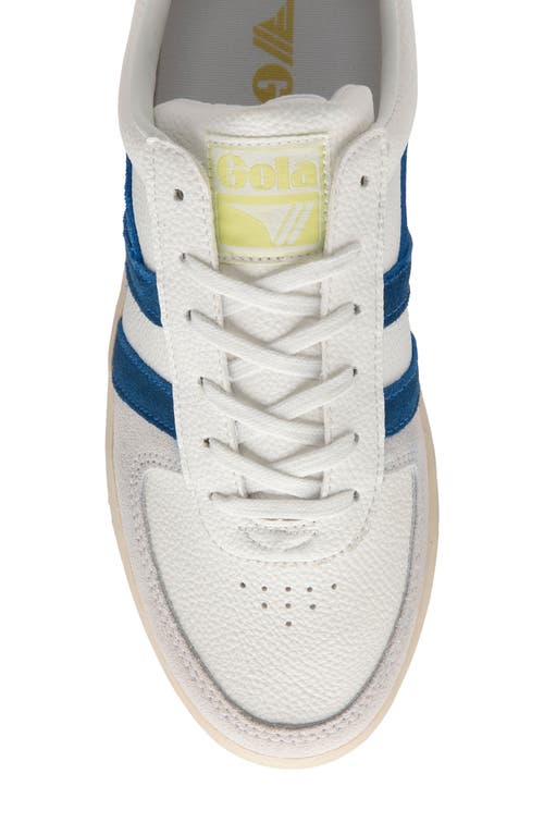 Shop Gola Classics Grandslam Trident Sneaker In White/marine Blue/limelight