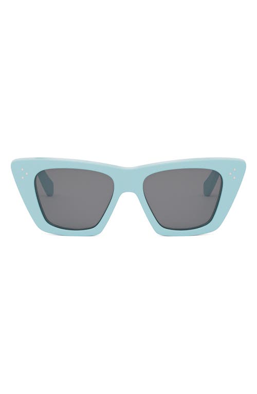Celine Bold 3 Dots 51mm Cat Eye Sunglasses In Shiny Light Blue/smoke