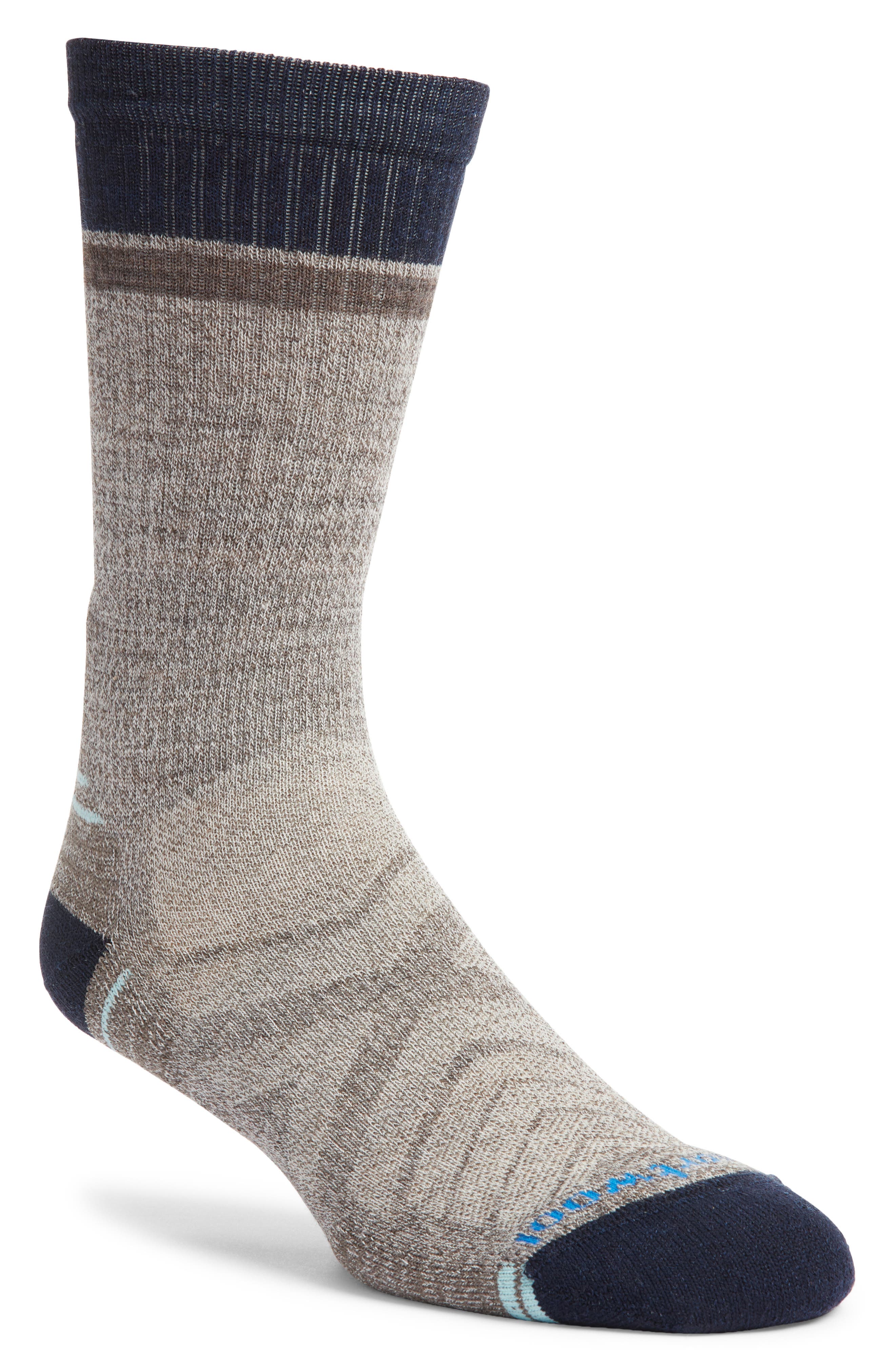 Smartwool Hike Light Cushioning Winding Trail Merino Wool Blend Crew Socks in Taupe-Natural Marl Cover