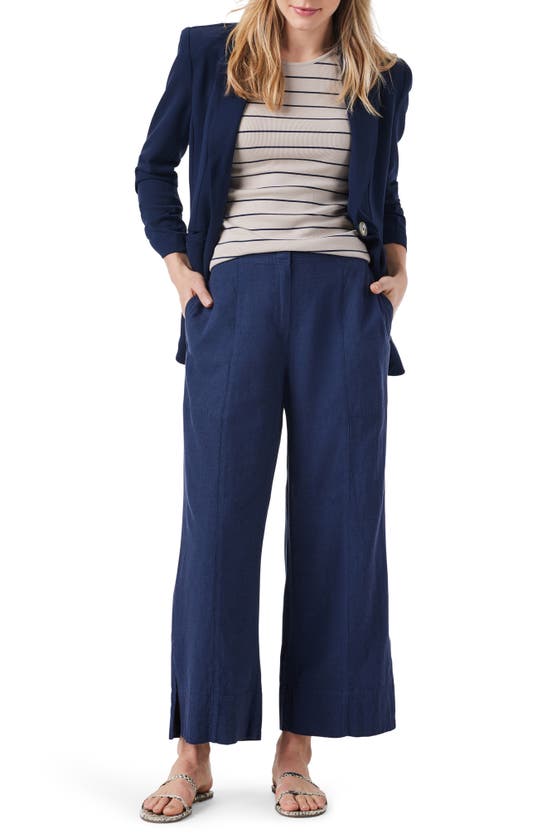Nic + Zoe Rumba Park Wide Leg Crop Organic Linen Blend Pants In Dark Indigo