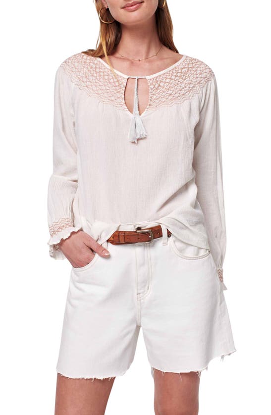 Faherty Laura Embroidered Top In Whisper White