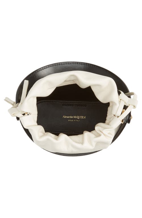 Shop Alexander Mcqueen Mini The Rise Leather Bucket Bag In Black/soft Ivory