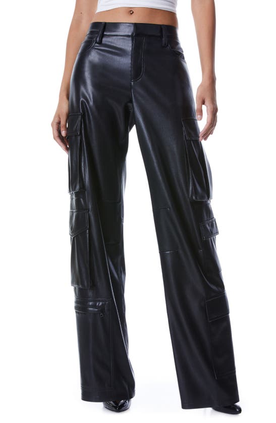 ALICE AND OLIVIA LUIS FAUX LEATHER CARGO PANTS
