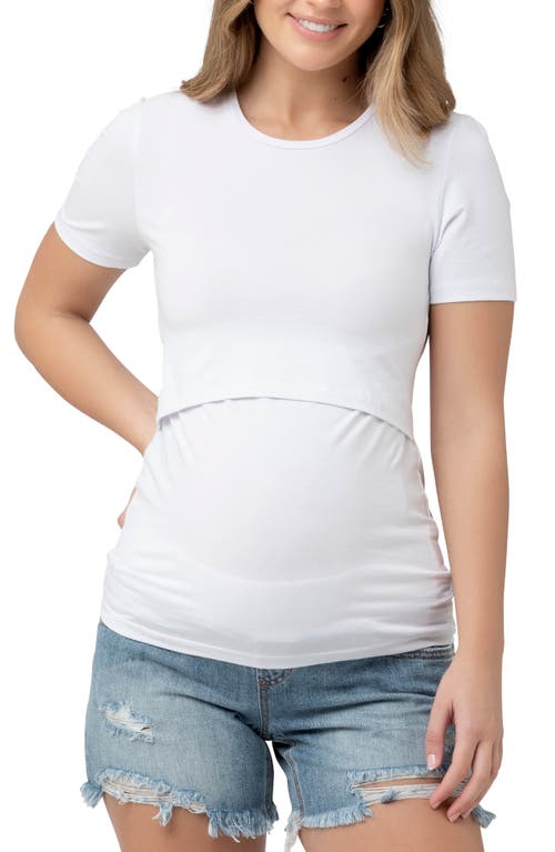 Ripe Maternity Stretch Organic Cotton Maternity/Nursing T-Shirt in White at Nordstrom