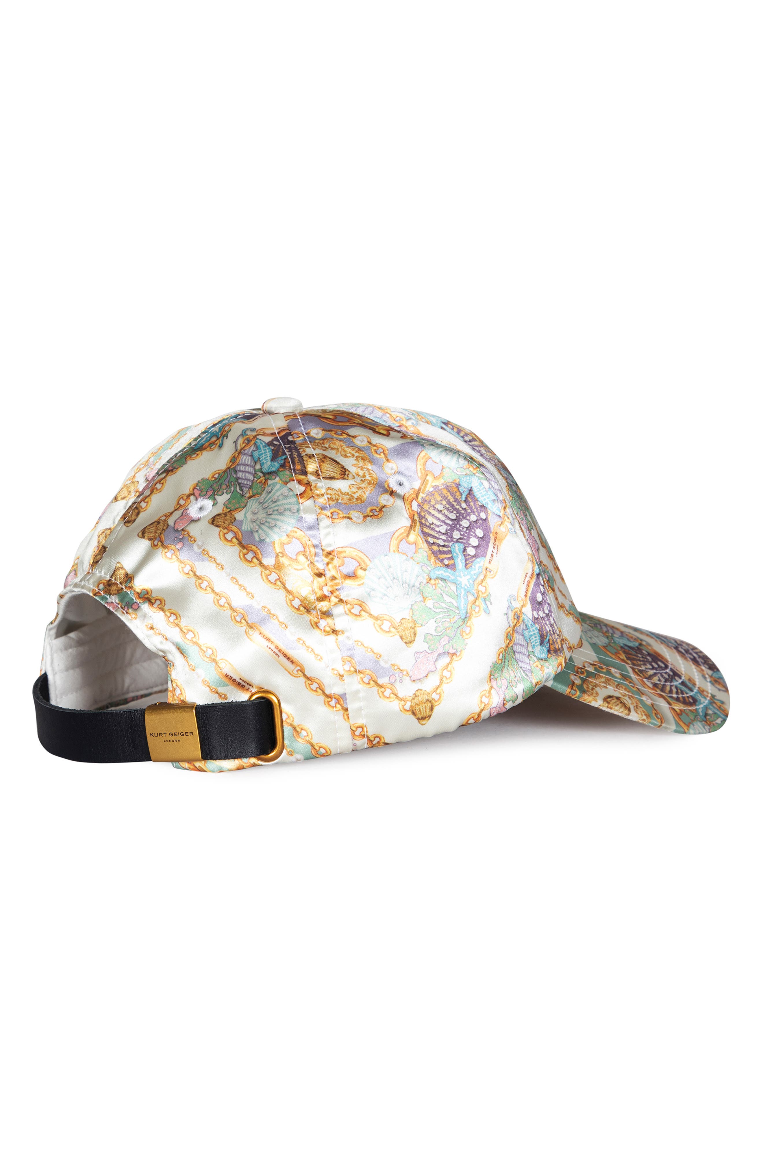 Kurt Geiger London Beach Print Satin Adjustable Baseball Cap 