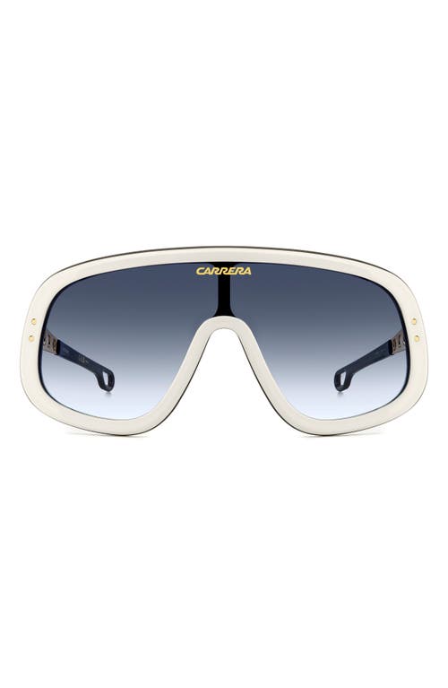 Carrera Eyewear 99mm Flaglab 17 99mm Shield Sunglasses In White Gold/dk Blue Sf