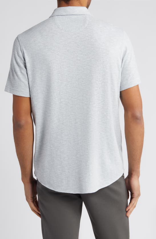 Shop Johnston & Murphy Short Sleeve Slub Knit Button-up Shirt In Gray