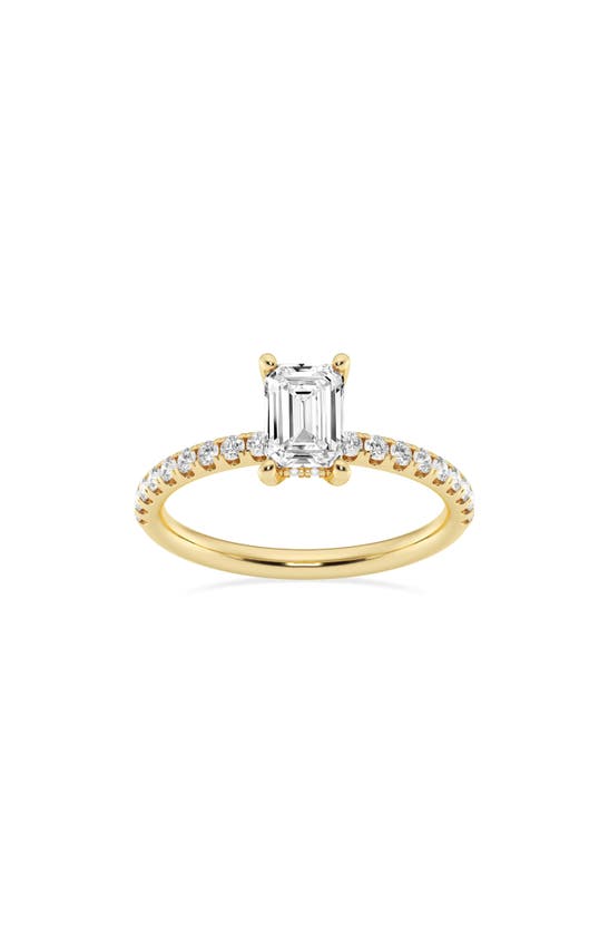 Badgley Mischka Emerald Cut Lab Created Diamond Ring In Gold