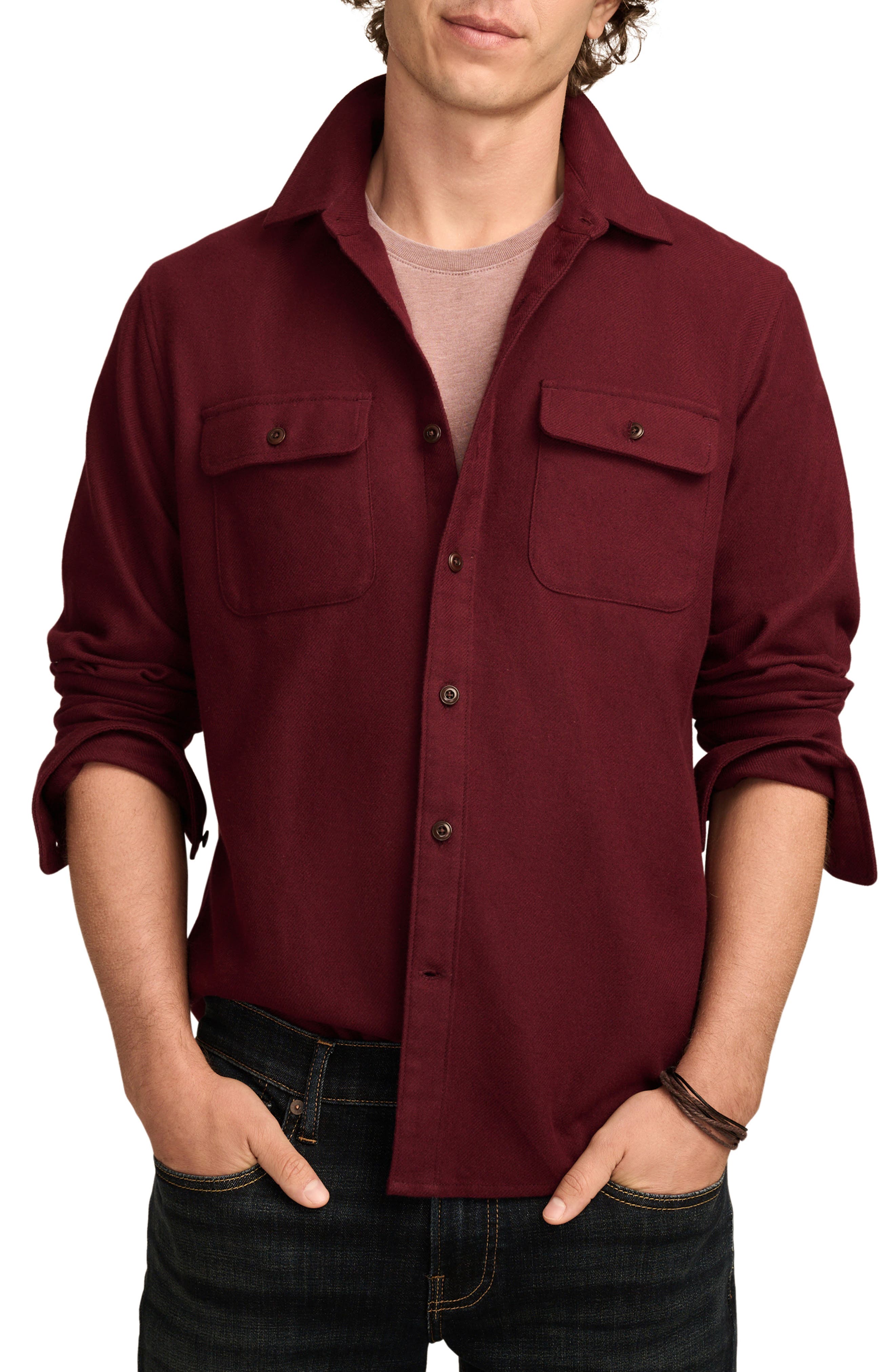 Lucky Brand Sof Cloud Flannel Button-Up Shirt in Port Royale 