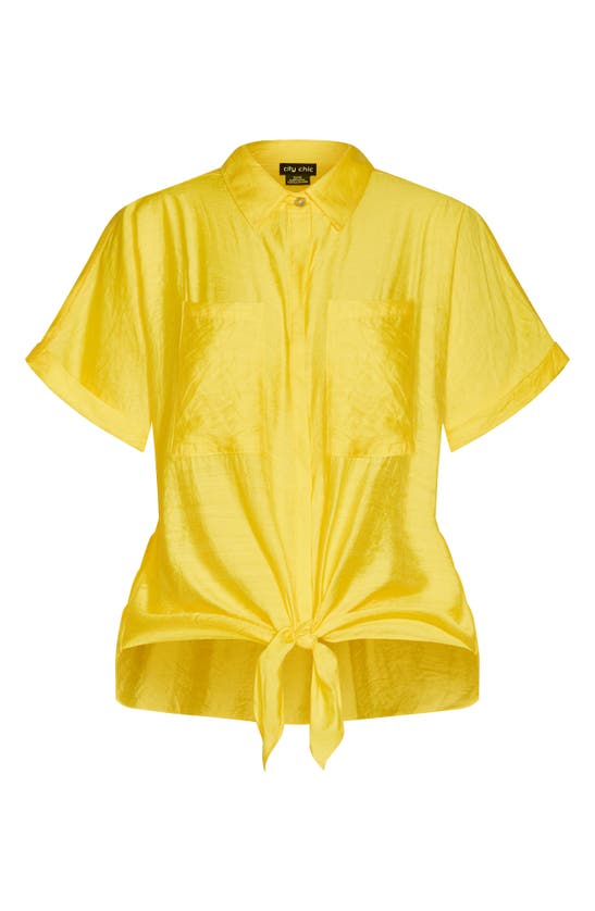 Shop City Chic Relaxed Fit Button-up Shirt In Dandelion