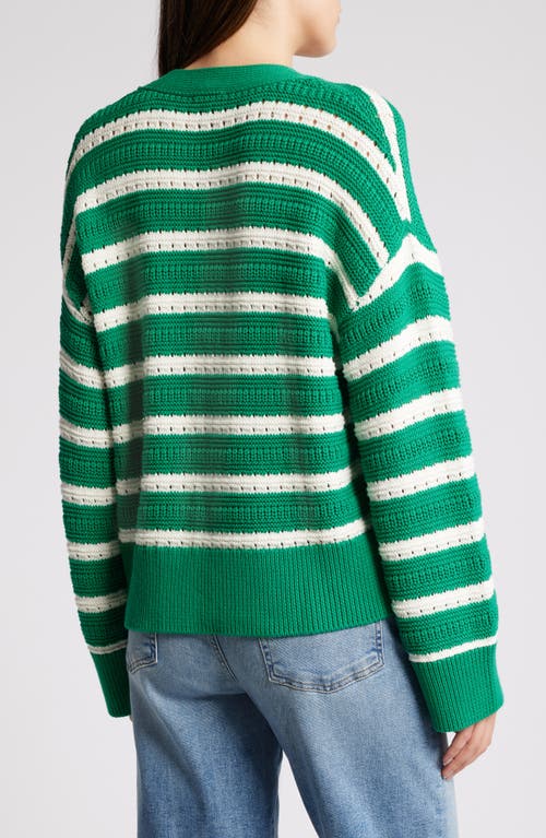 Shop Rails Geneva Stripe Cotton Blend Cardigan In Kelly Stripe