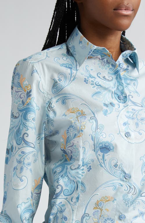 Shop Etro Paisley Print Cotton & Silk Button-up Shirt In Blue Multi