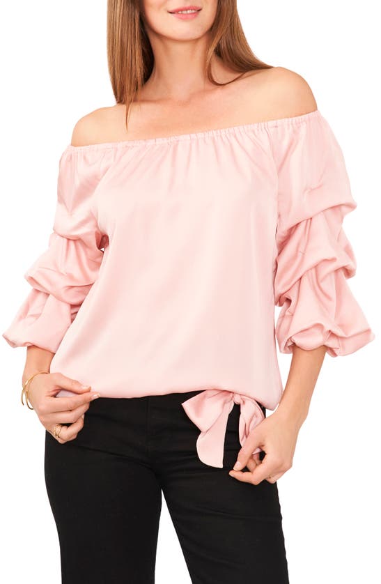 VINCE CAMUTO VINCE CAMUTO OFF THE SHOULDER BUBBLE SLEEVE TOP