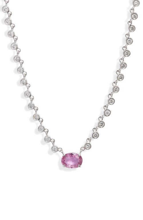 Meira T Pink Sapphire & Diamond Necklace in White at Nordstrom, Size 18
