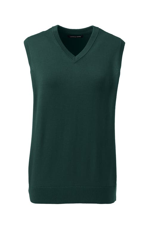 Lands' End School Uniform Cotton Modal Fine Gauge Sweater Vest In Evergreen