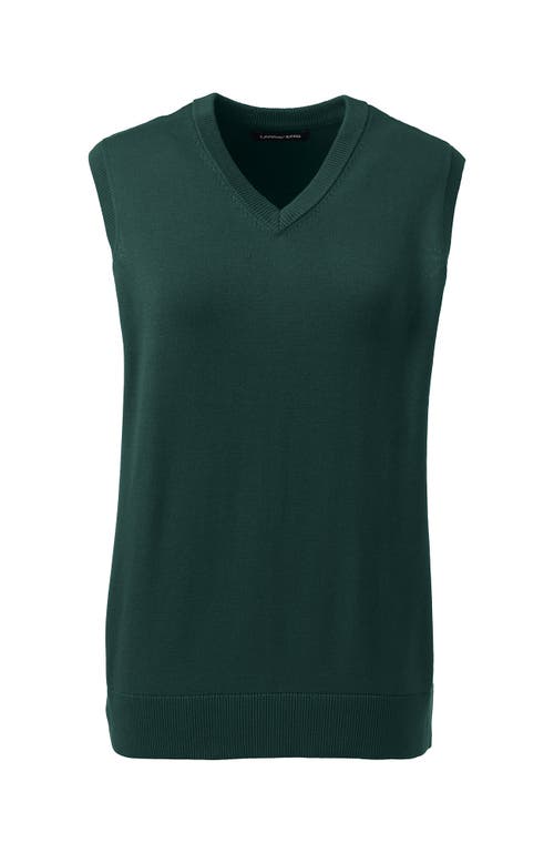 Shop Lands' End School Uniform  Cotton Modal Fine Gauge Sweater Vest In Evergreen