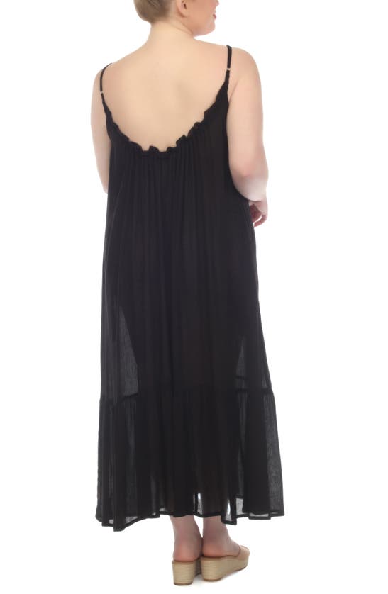 Shop Boho Me Ruffle Halter Neck Maxi Cover-up Dress In Black