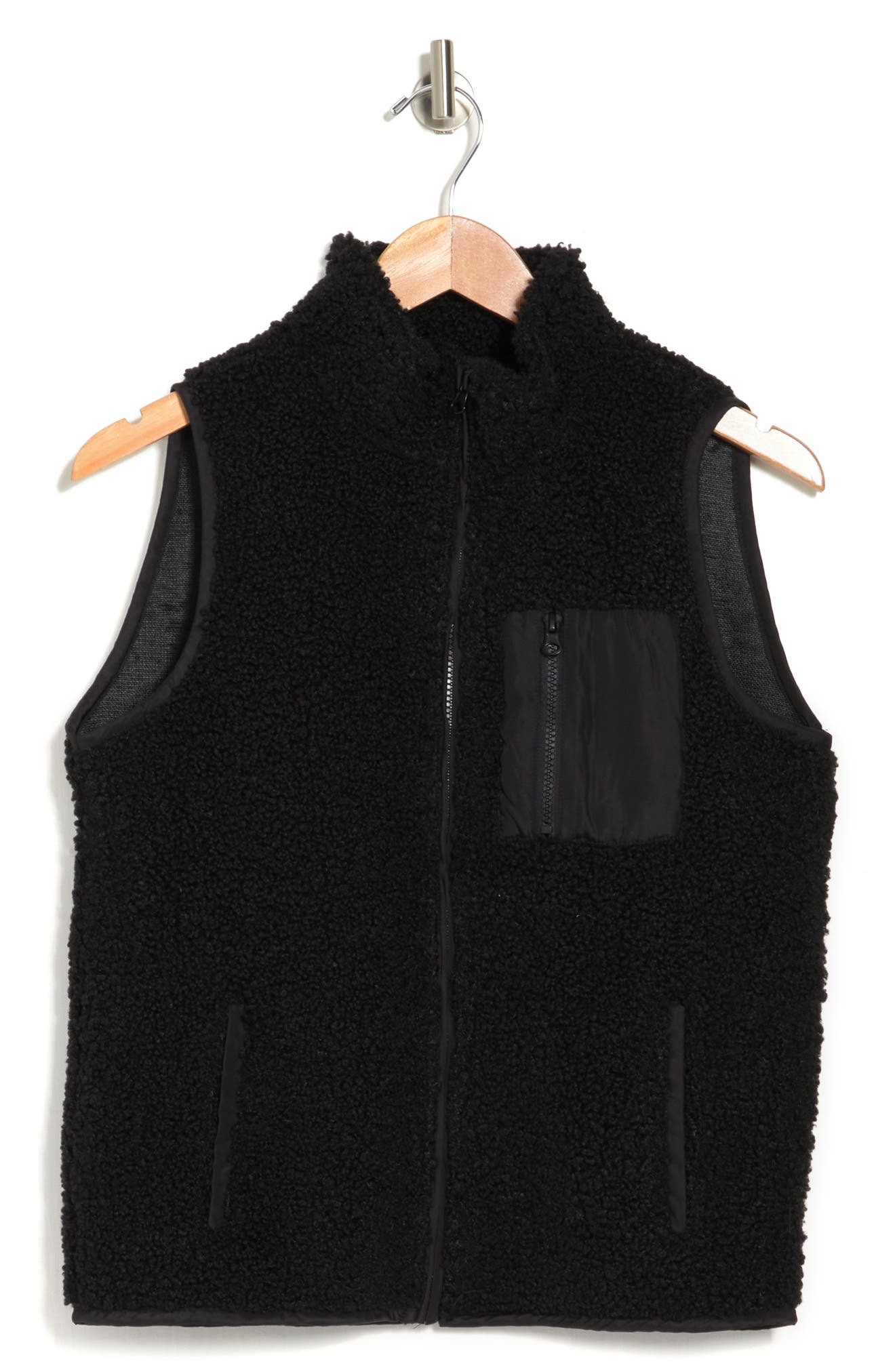 Vero Shearling Zip Vest In Black | ModeSens