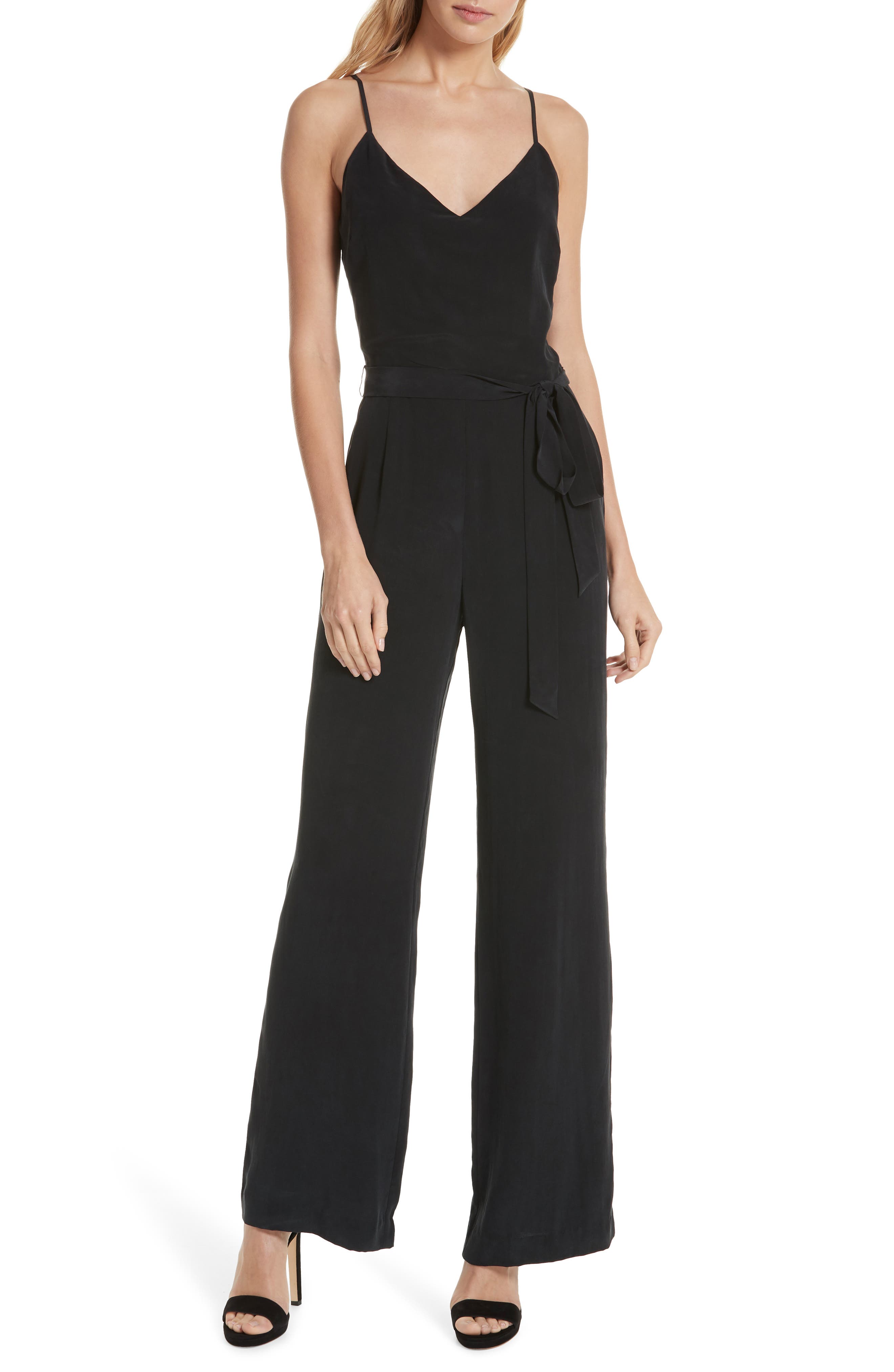 silk wide leg jumpsuit