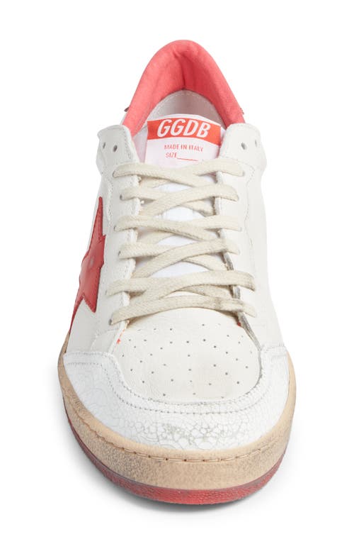 Shop Golden Goose Ball Star Low Top Sneaker In White/strawberry Red