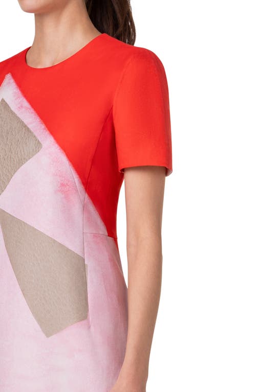 Shop Akris Spectra Print Cotton & Silk Blend Double Face Dress In Poppy-multicolor