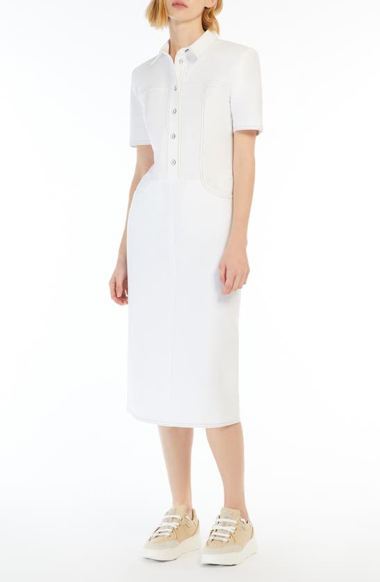 Shop Max Mara Faro Jersey Shirtdress In White