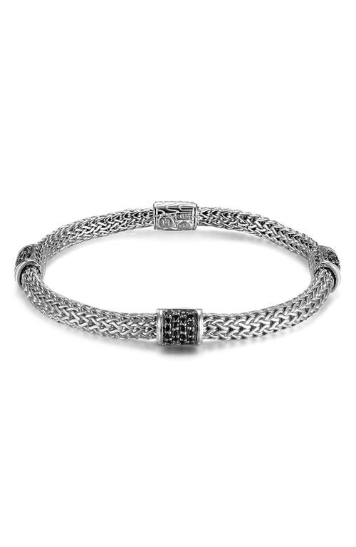 John Hardy Classic Chain Lava Rope Bracelet in Silver/Black Sapphire at Nordstrom, Size Small