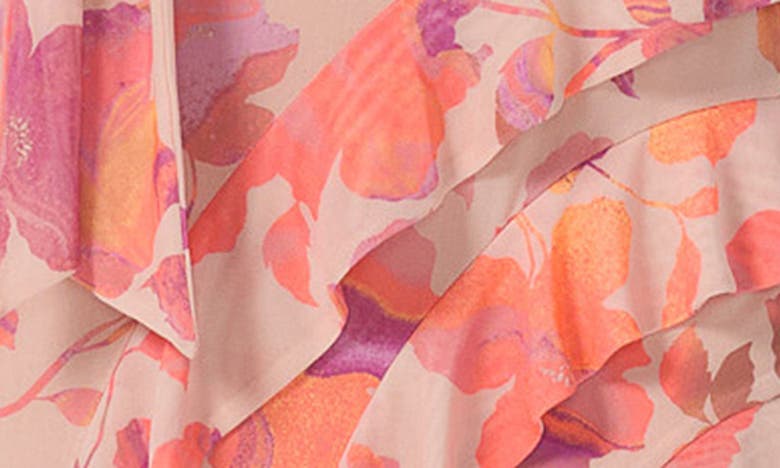 Shop Afrm Desiree Asymmetric Ruffle Maxi Dress In Beige Marble Floral