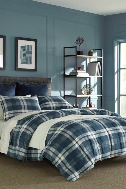 Nautica Crossview Plaid Dark Blue Comforter Set Full Queen Nordstrom Rack