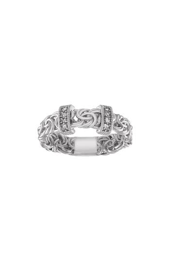 Fzn Diamond Byzantine Ring In Metallic