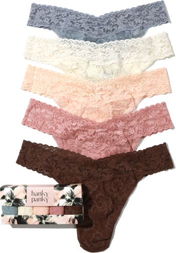Hanky Panky Assorted 5-Pack Lace Original Rise Thongs