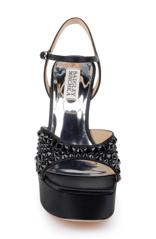 Shop Badgley Mischka Collection Bryleigh Ankle Strap Platform Sandal In Black Satin