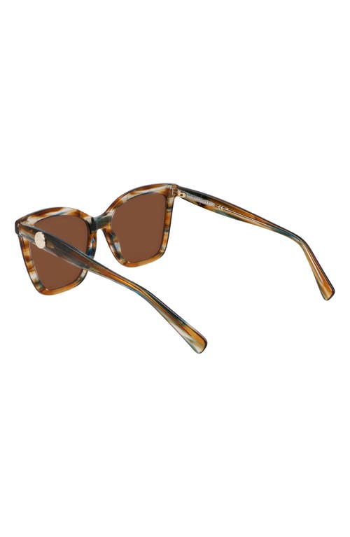 Shop Longchamp Le Pliage 54mm Gradient Cat Eye Sunglasses In Striped Brown/petrol