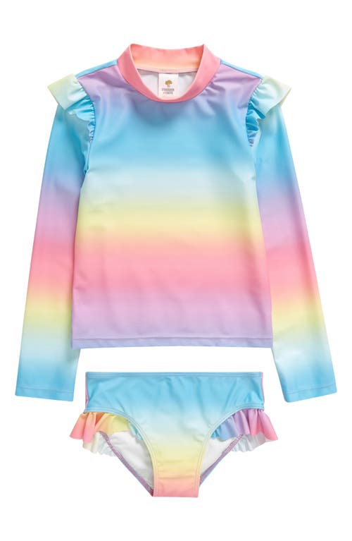 Tucker + Tate Kids' Ruffle Long Sleeve Two-Piece Rashguard Swimsuit at Nordstrom,