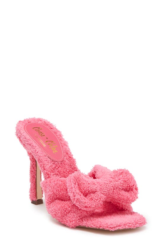 Chase & Chloe Amelie Fleece Spike Sandal In Fuchsia