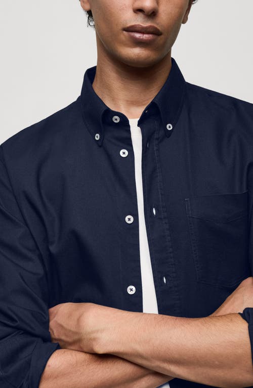 Shop Mango Regular Fit Oxford Button-down Shirt In Dark Navy