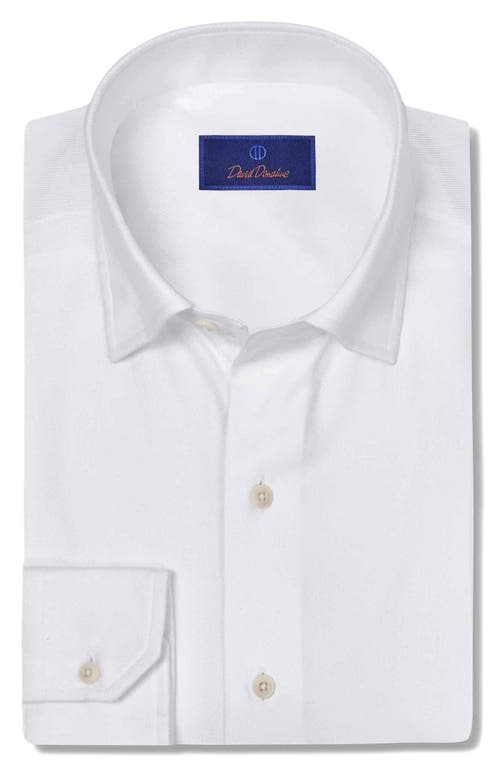 David Donahue Pima Cotton Twill Dress Shirt in White 