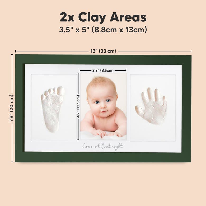 Shop Keababies Baby Handprint & Footprint Keepsake Duo Frame In Hunter Green