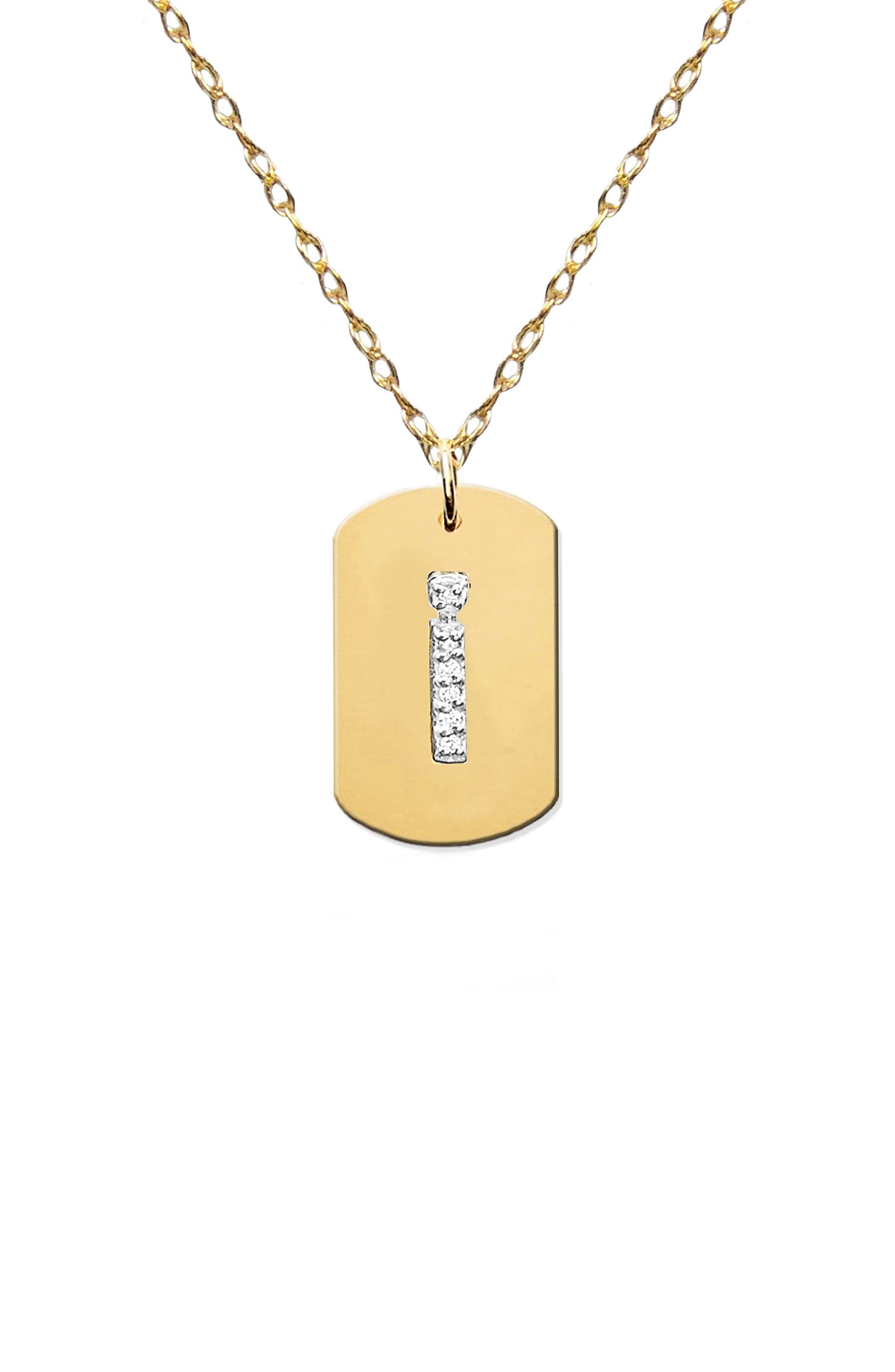 Jane Basch Designs Diamond Initial Dog Tag Necklace (Nordstrom Exclusive)