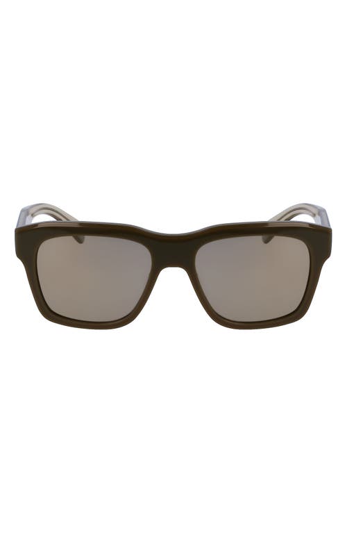 FERRAGAMO 56mm Polarized Rectangular Sunglasses in Dark Khaki at Nordstrom