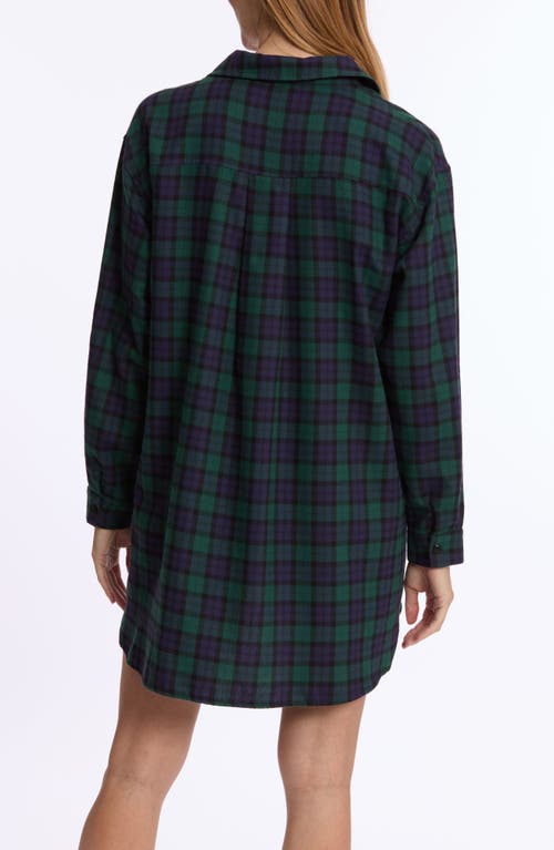 Shop Cache Coeur Teddy Plaid Maternity Sleep Shirt In Green