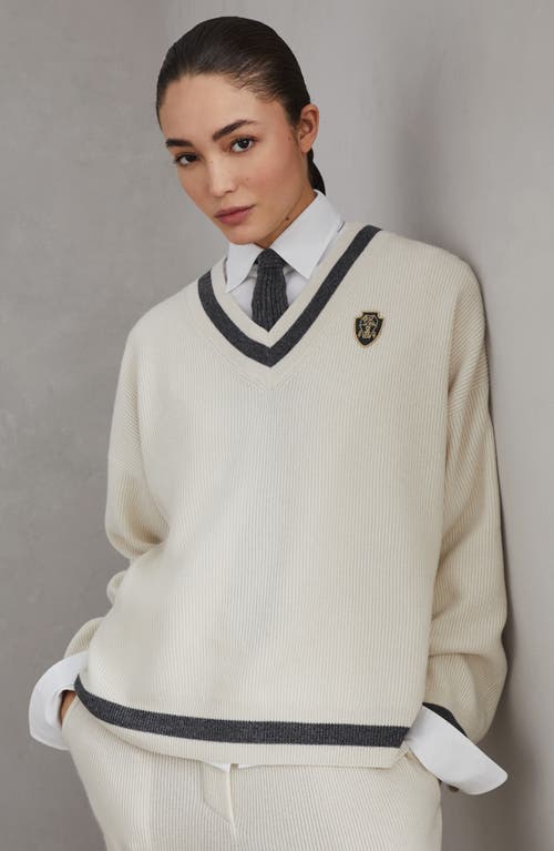 Shop Brunello Cucinelli Cashmere English Rib Sweater With Logo In Panama