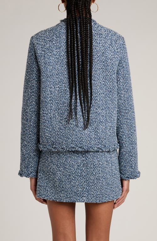 Shop Valentino Garavani Denim Effect Tweed Jacket In Blue Denim/azzurro/bianco