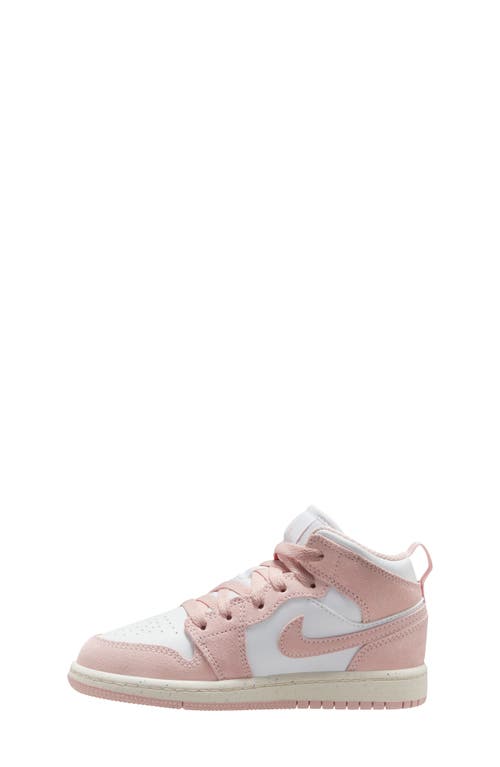 Shop Nike Kids' Air Jordan 1 Mid Sneaker In White/legend Pink/sail