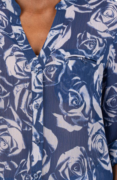 Shop Kut From The Kloth Jasmine Chiffon Button-up Shirt In Rocroi Rose-cobalt