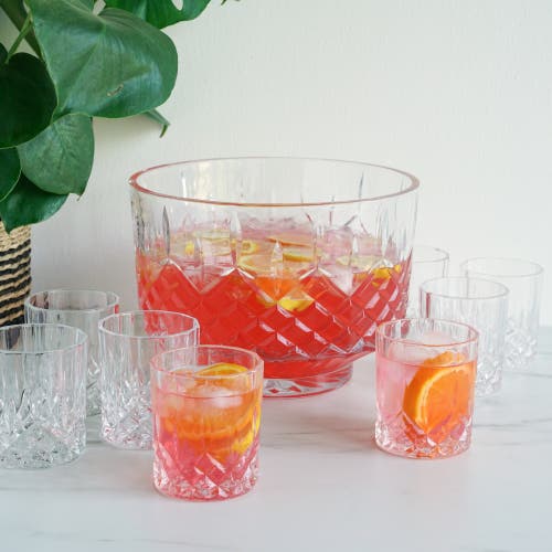 Viski Admiral Crystal 9-piece Punch Bowl & Tumbler Set In Clear