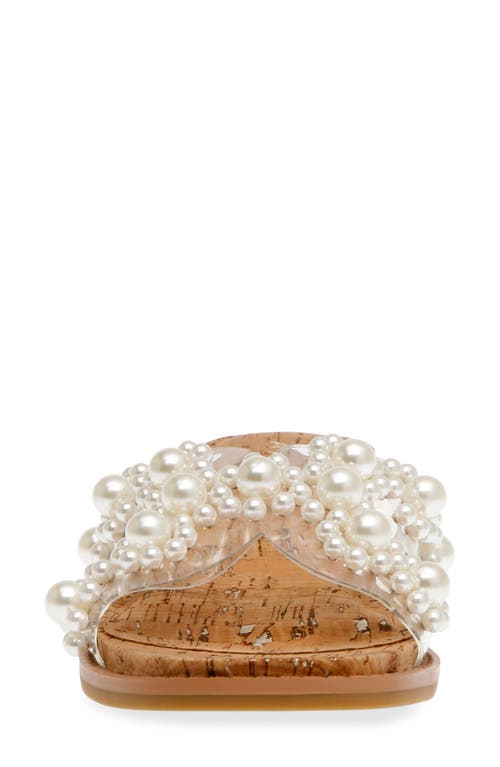 Anne Klein Womens Embellished Manmade Slide In Clear Vinyl/cork