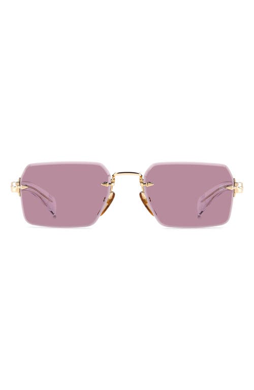 Shop David Beckham Eyewear 56mm Rimless Rectangular Sunglasses In Gold Crystal