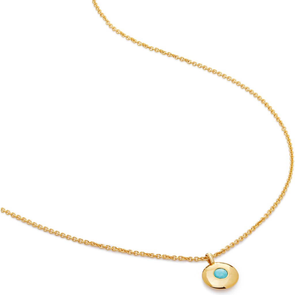 Monica Vinader December Birthstone Turquoise Pendant Necklace In Gold